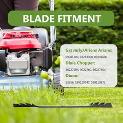 BCQNXX blade mounted on a 60" mower deck demonstrating proper fit