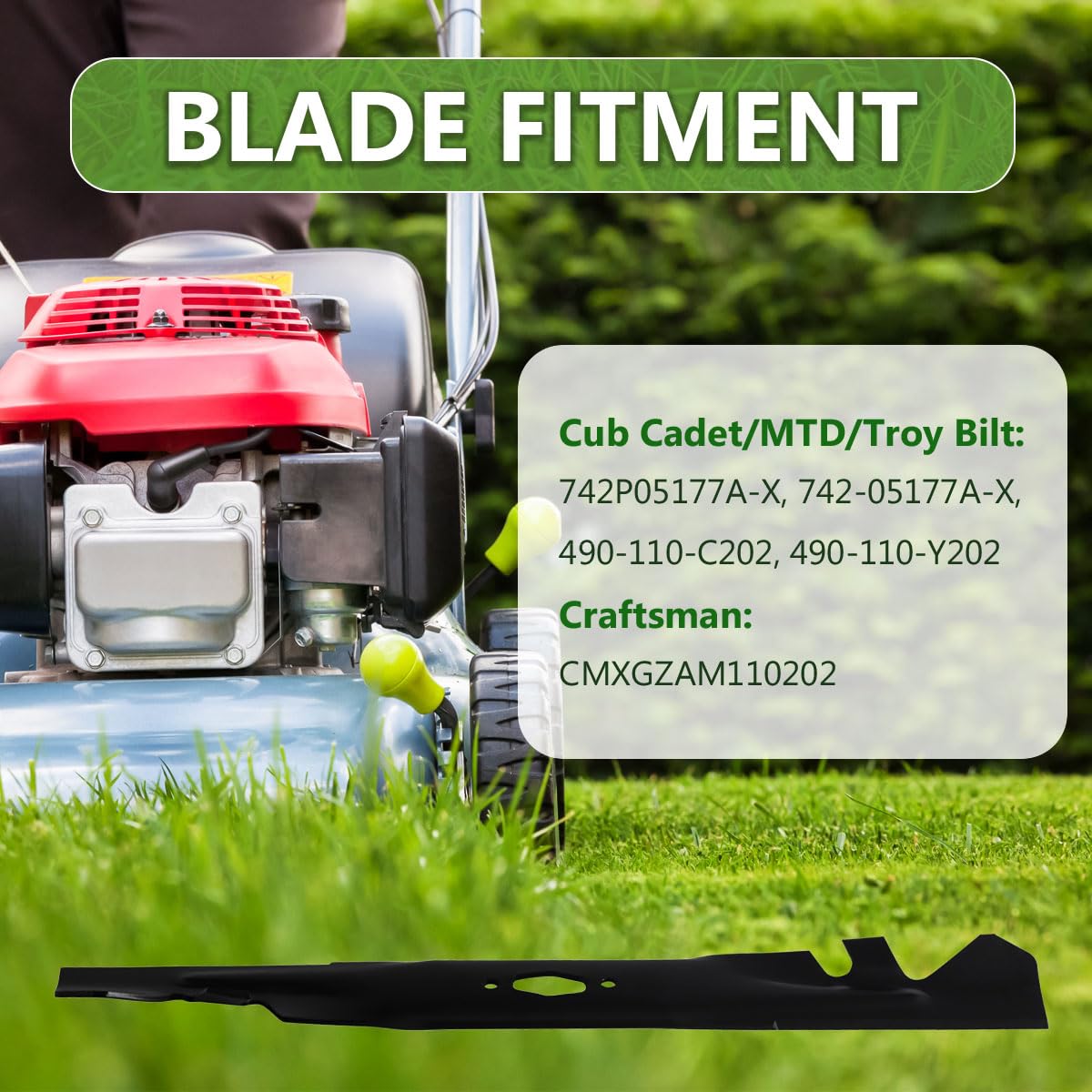 BCQNXX blades next to ruler showing exact 21-1/4 inch sizing benefit