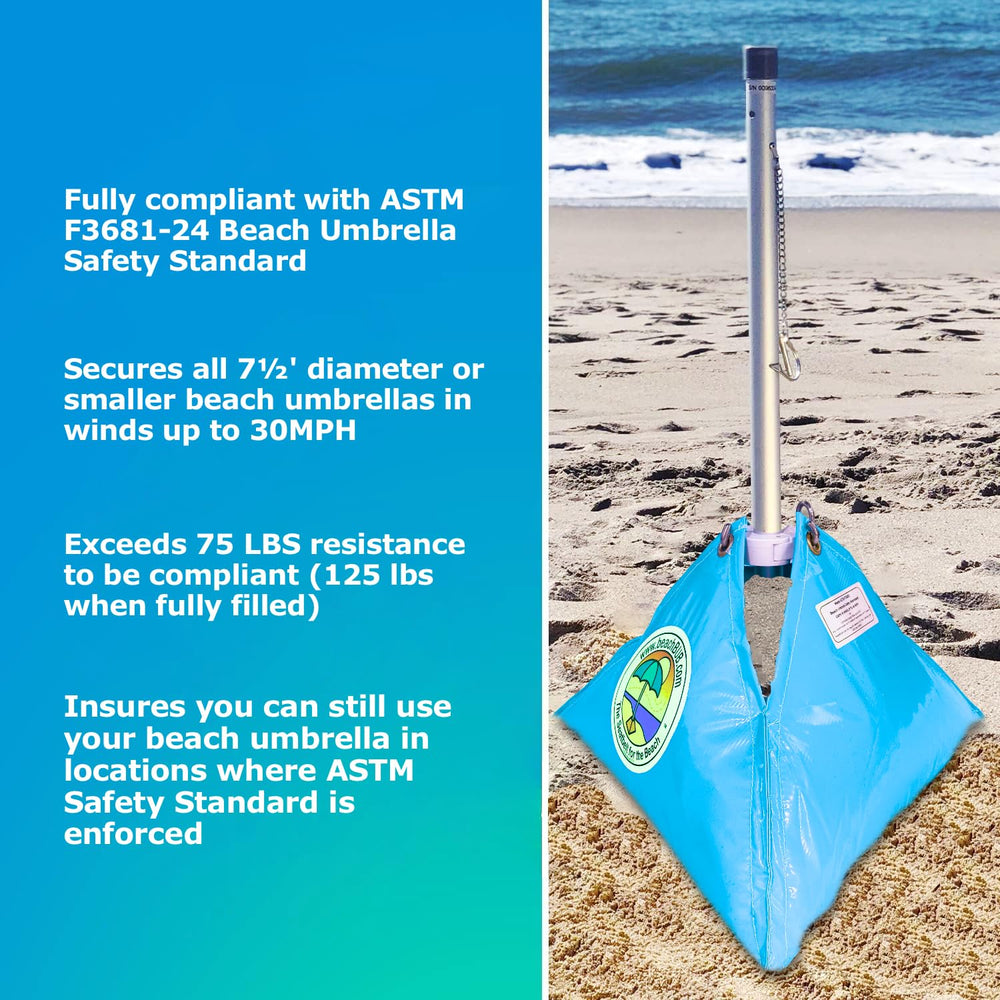 BEACHBUB base in use with family on beach providing reliable stability