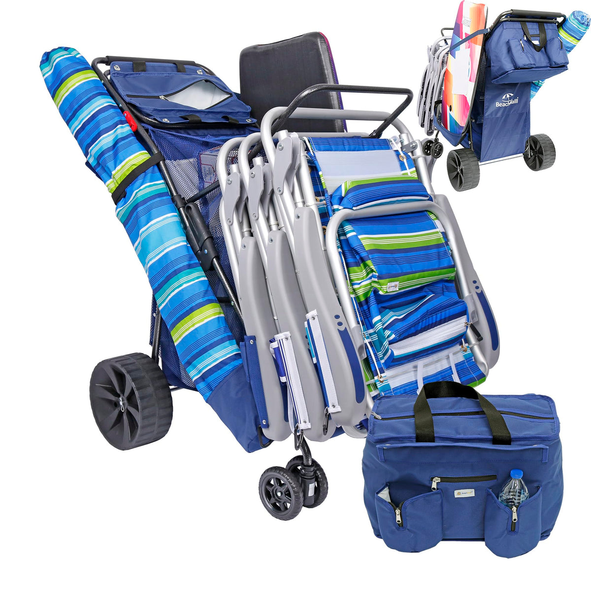 BeachMall front view of wide-wheel wagon shows roomy cargo and cooler benefit