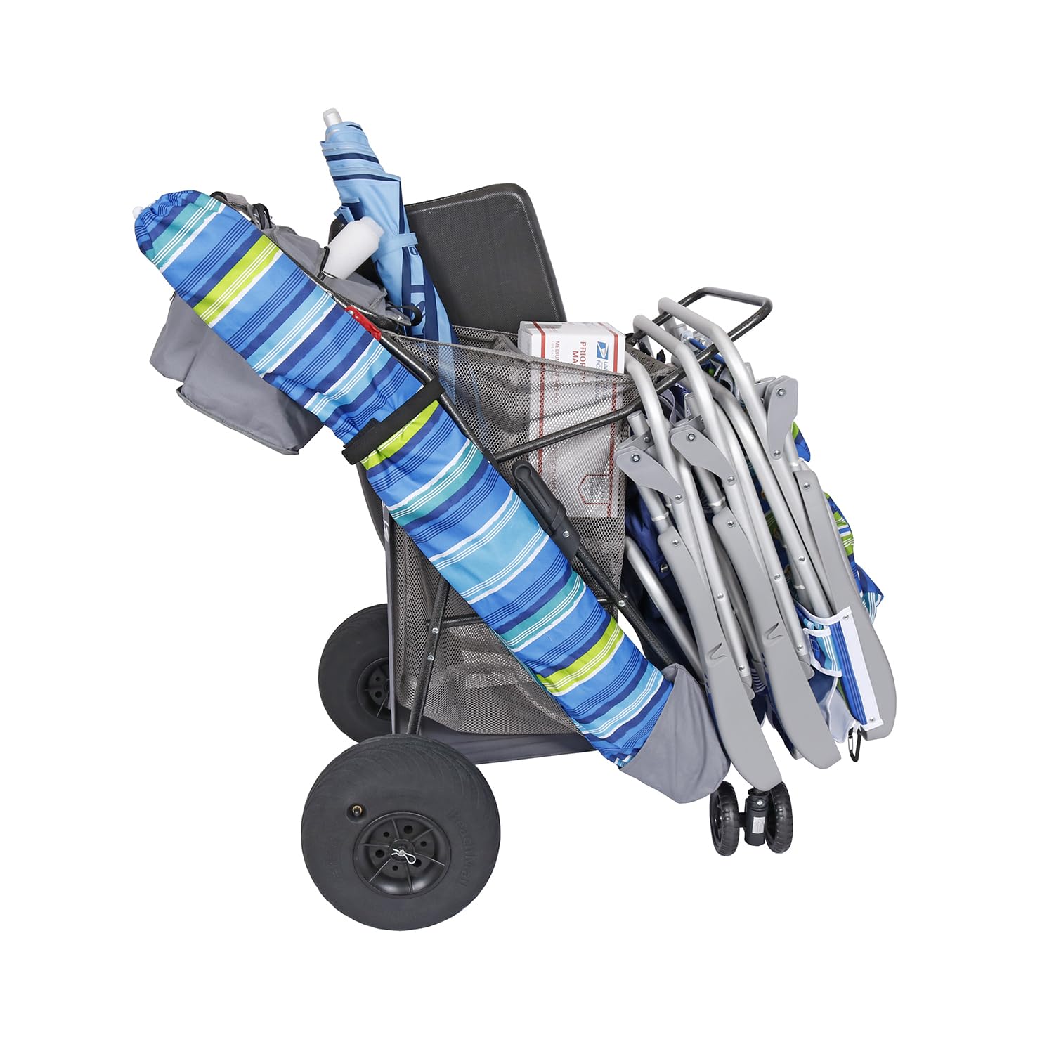 BeachMall rear storage pouch and holders showing organized storage for small items
