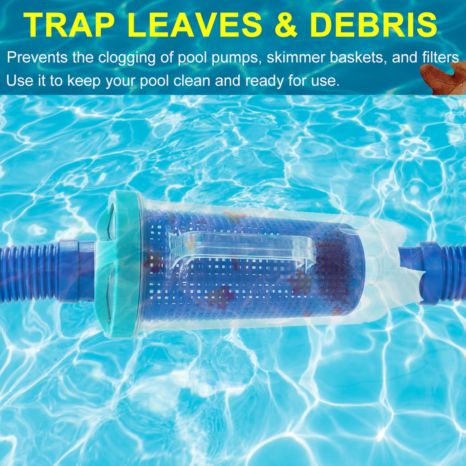 BeadChica canister installed inline between pool vacuum hoses to protect pump