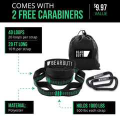 Bear Butt carabiner detail illustrating secure, quick-attach benefit