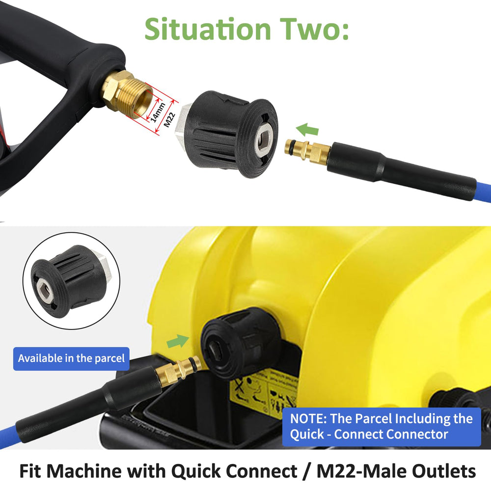 BEAR FORCE hose connected to a Kärcher unit, showing direct click-fit convenience