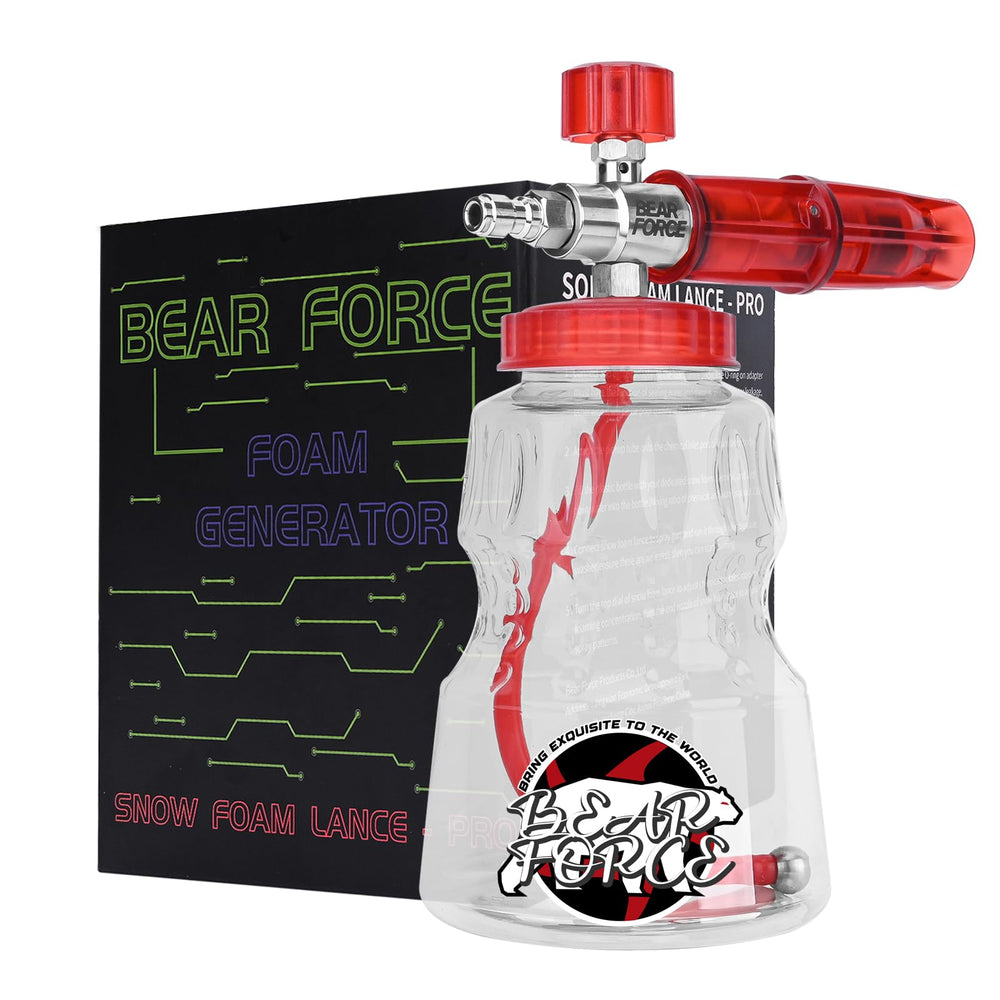 BEAR FORCE foam cannon front view showing durable build and quick connector benefit