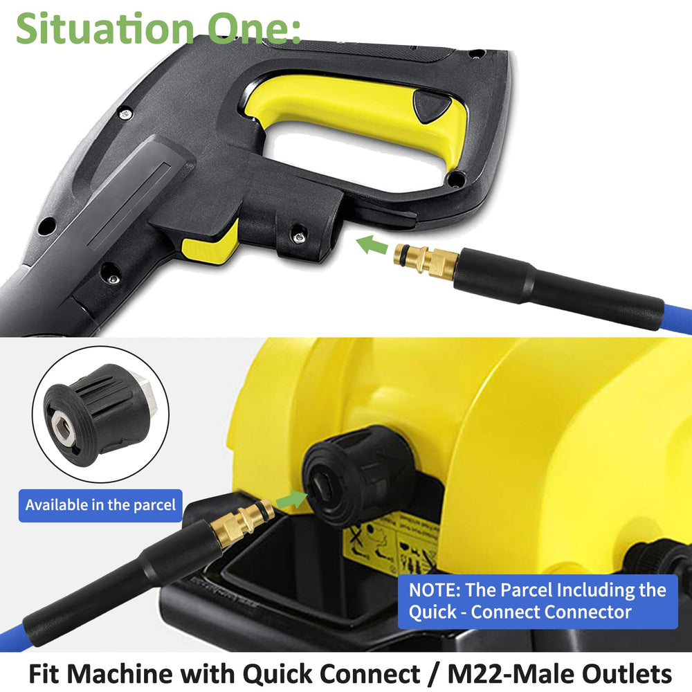 BEAR FORCE hose laid alongside tape measure, illustrating the true 32ft length advantage