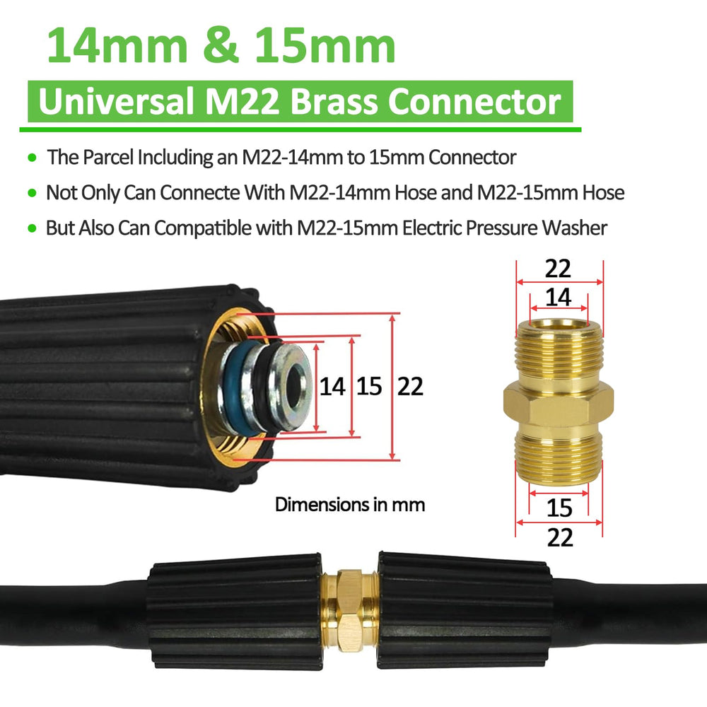 BEAR FORCE hose laid next to tape measure showing accurate 32ft length