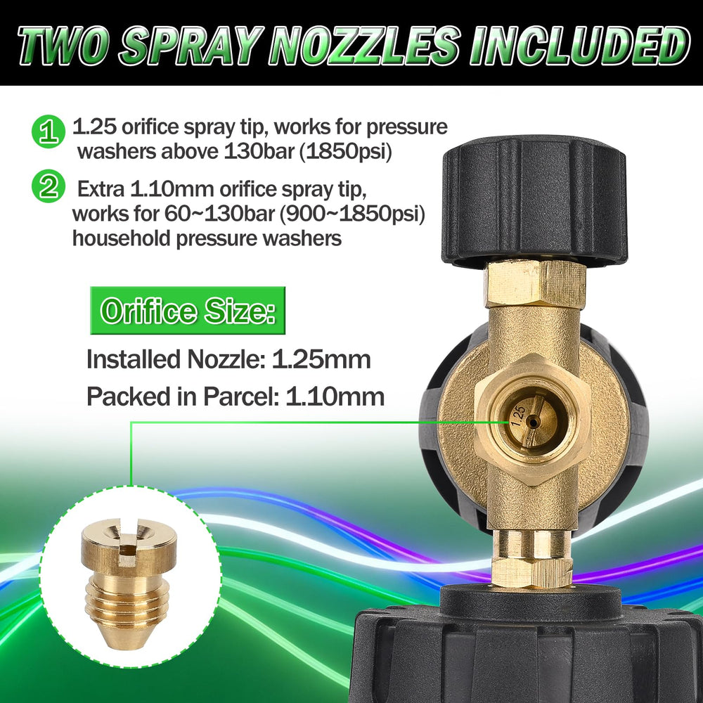BEAR FORCE both 1.25mm and 1.10mm brass nozzles for PSI-specific foam control