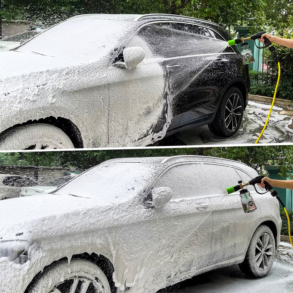 BEAR FORCE foam cannon next to hand to show scale for easy handling and storage