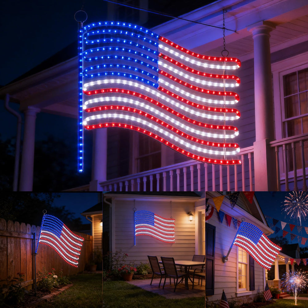 beatineon front view showing full illuminated flag for bold curb appeal