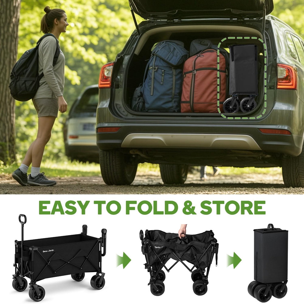 BEAU JARDIN lifestyle beach setup with gear for effortless transport