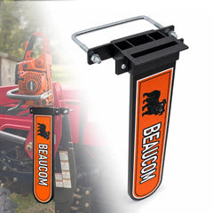 BEAUCOM front view showing steel chainsaw holder and compact profile for secure storage