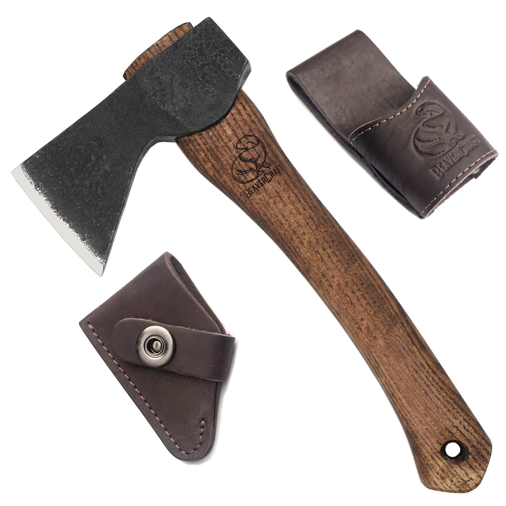 BeaverCraft AX1 front view showing whole axe and precise edge benefit