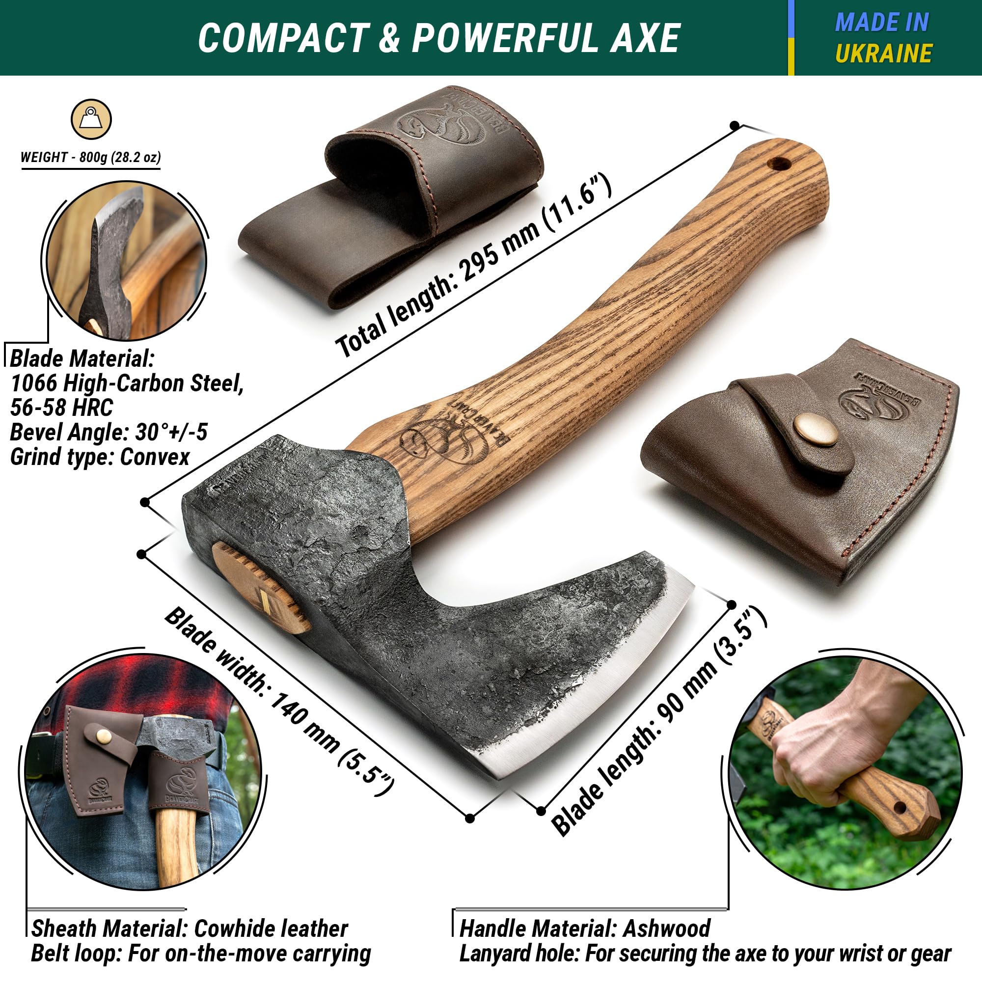 BeaverCraft AX6 in use carving a wooden spoon demonstrating accurate cuts