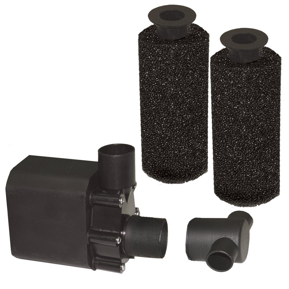 Beckett pump front view showing compact size and reliable debris protection
