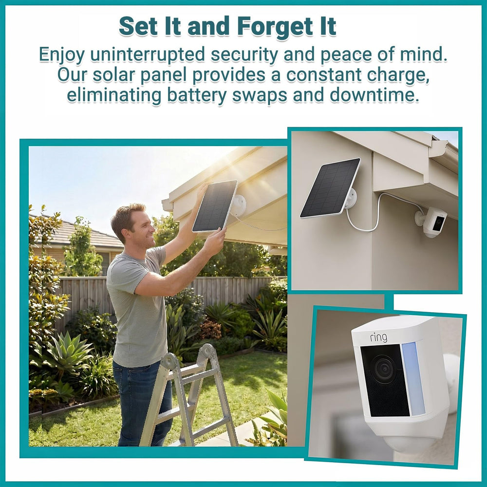 BECOMFY panel attached to Ring Stick Up Cam Battery extending runtime