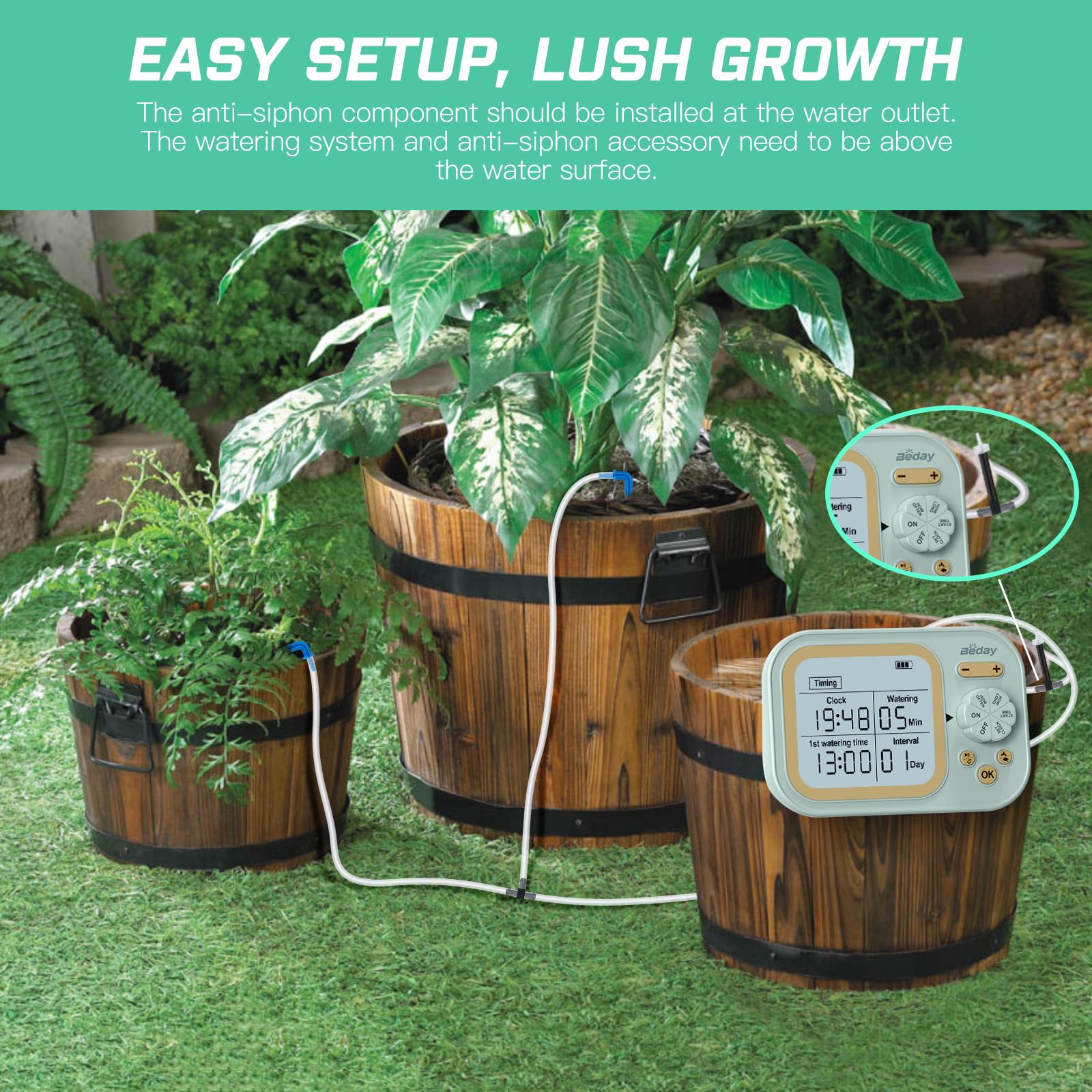 beday lifestyle balcony setup showing healthy plants and hands-free care