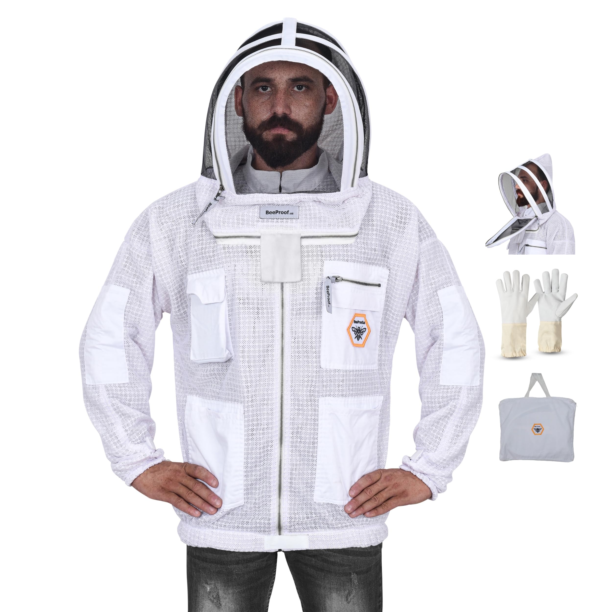 Bee Proof front view jacket showing full coverage and easy access