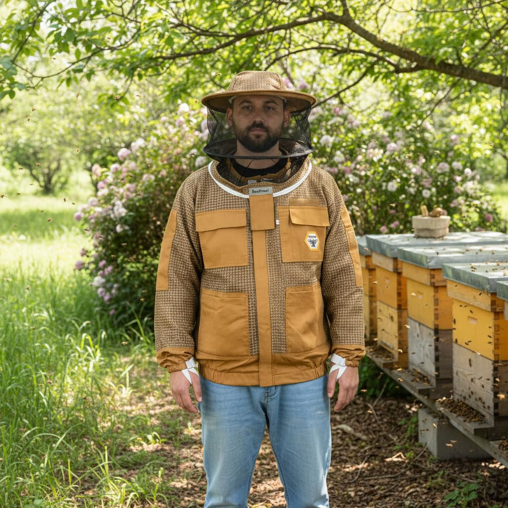 Bee Proof jacket on mannequin demonstrating XL sizing and fit