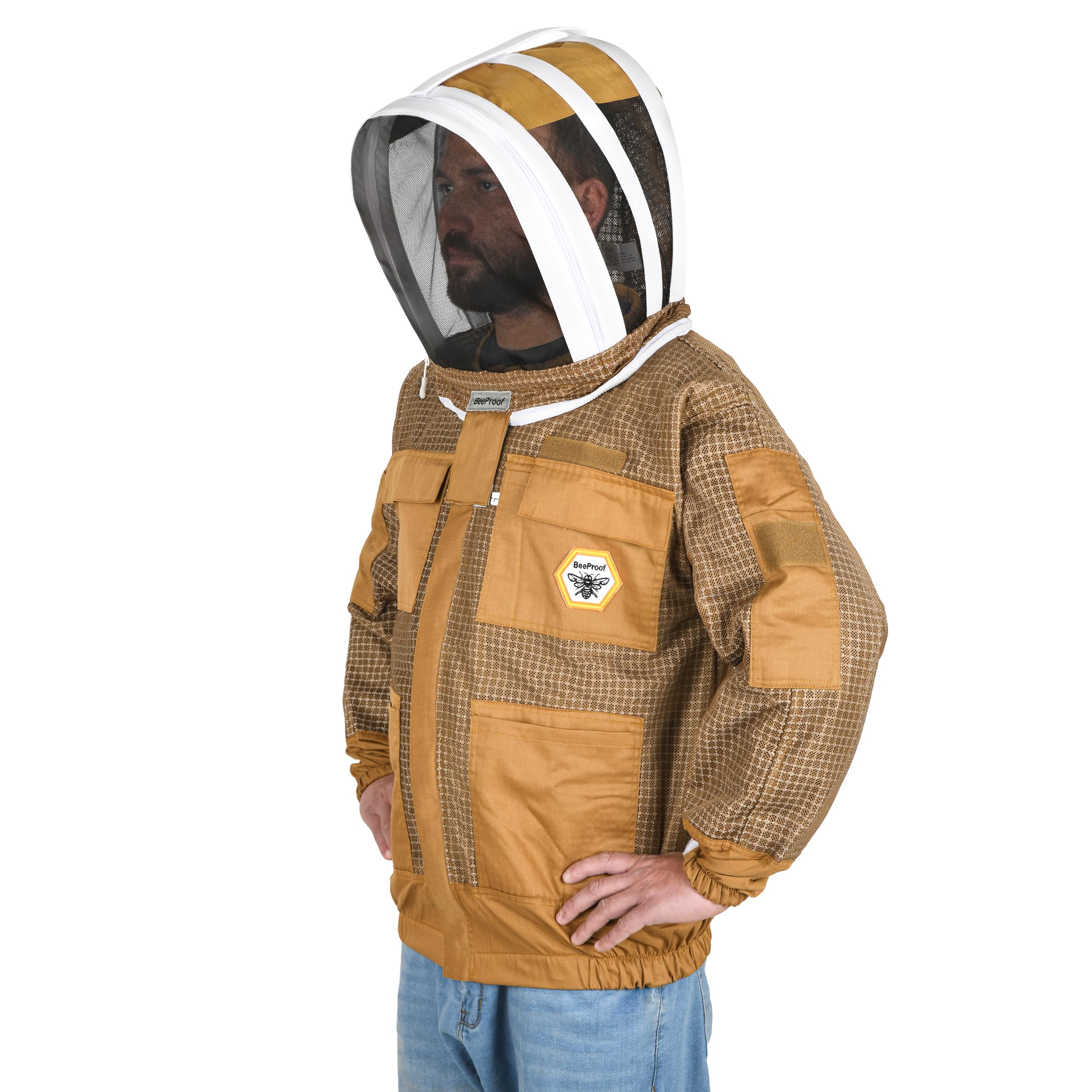 Bee Proof YKK zipper detail for durable, reliable jacket closure