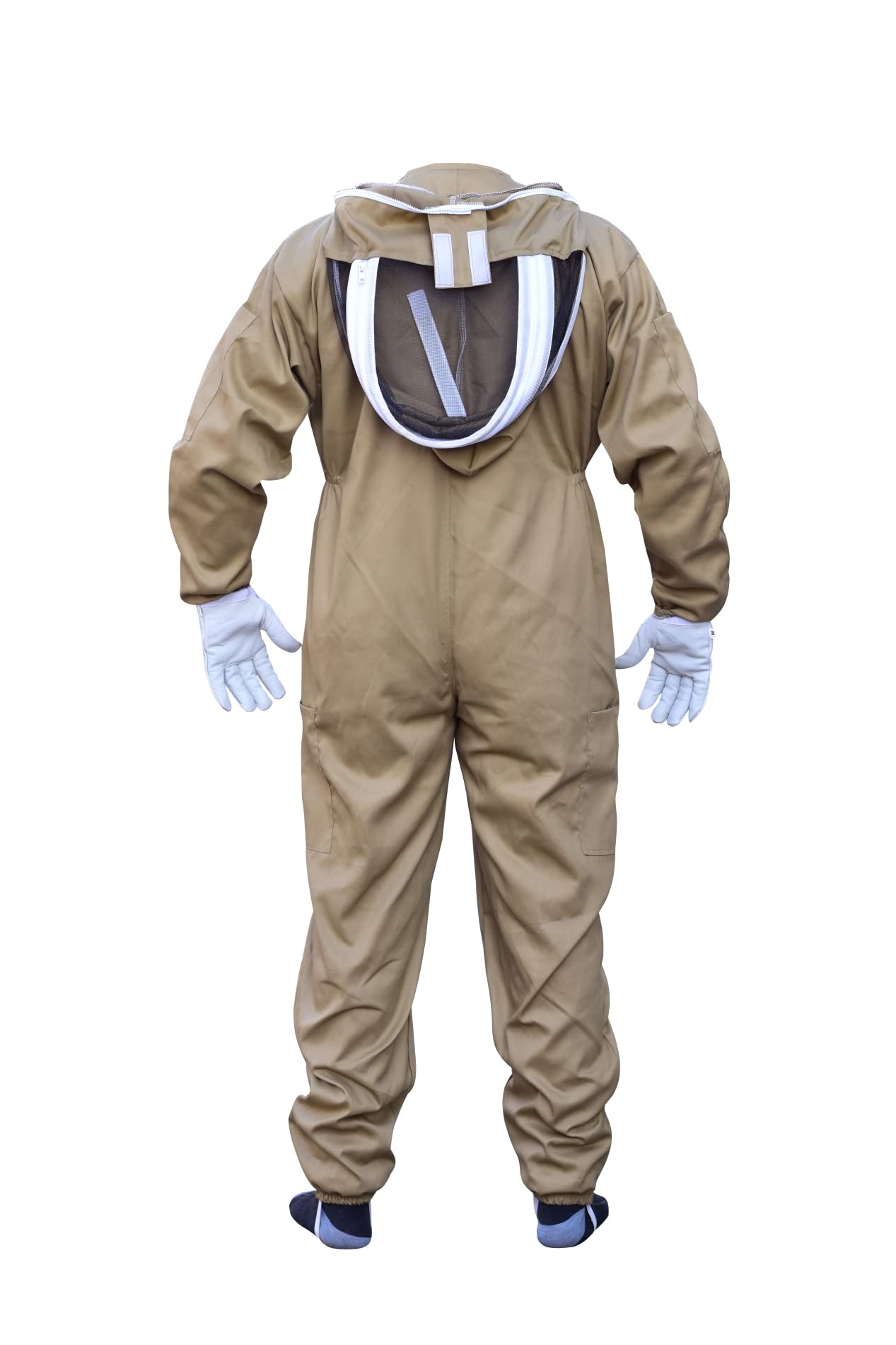 Bee Stars detached hood and packed suit illustrating easy cleaning and storage