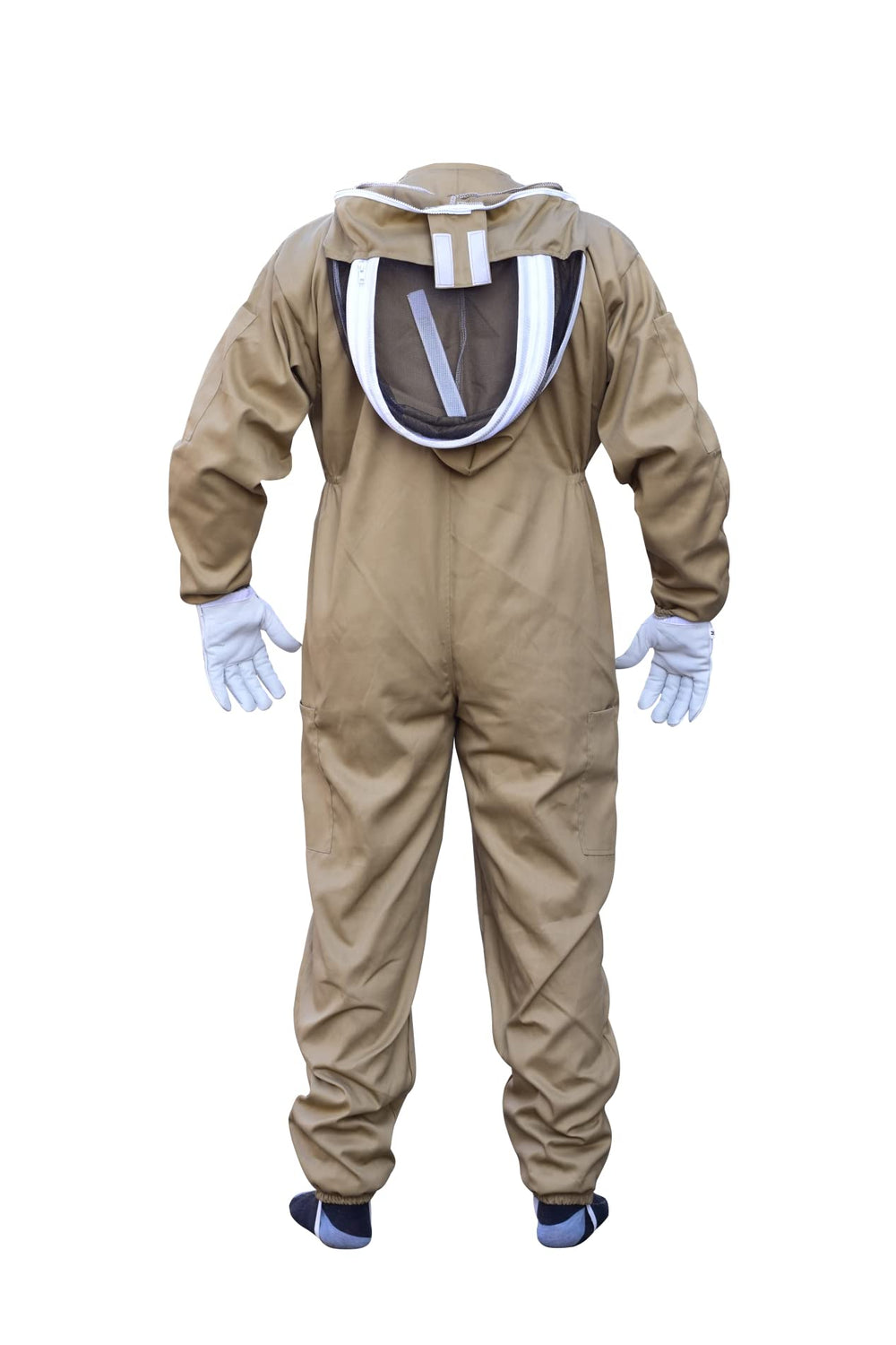 Bee Stars detached hood and packed suit illustrating easy cleaning and storage