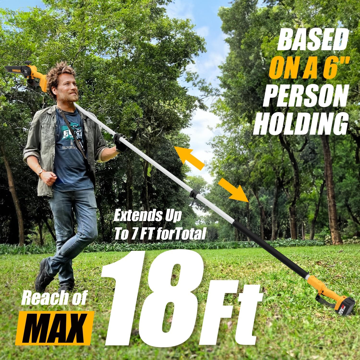 BEEDECK handheld chainsaw mode used for low-branch trimming convenience