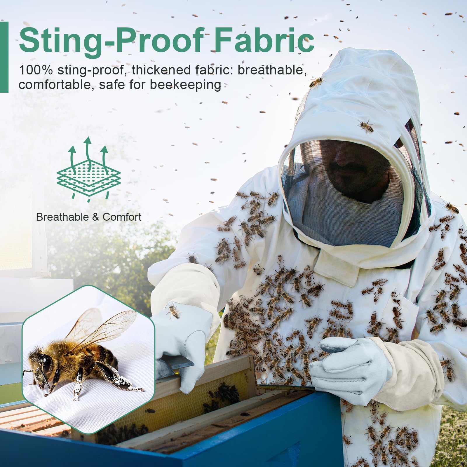 BEEKINGDOM suit back and hood demonstrating full rear coverage