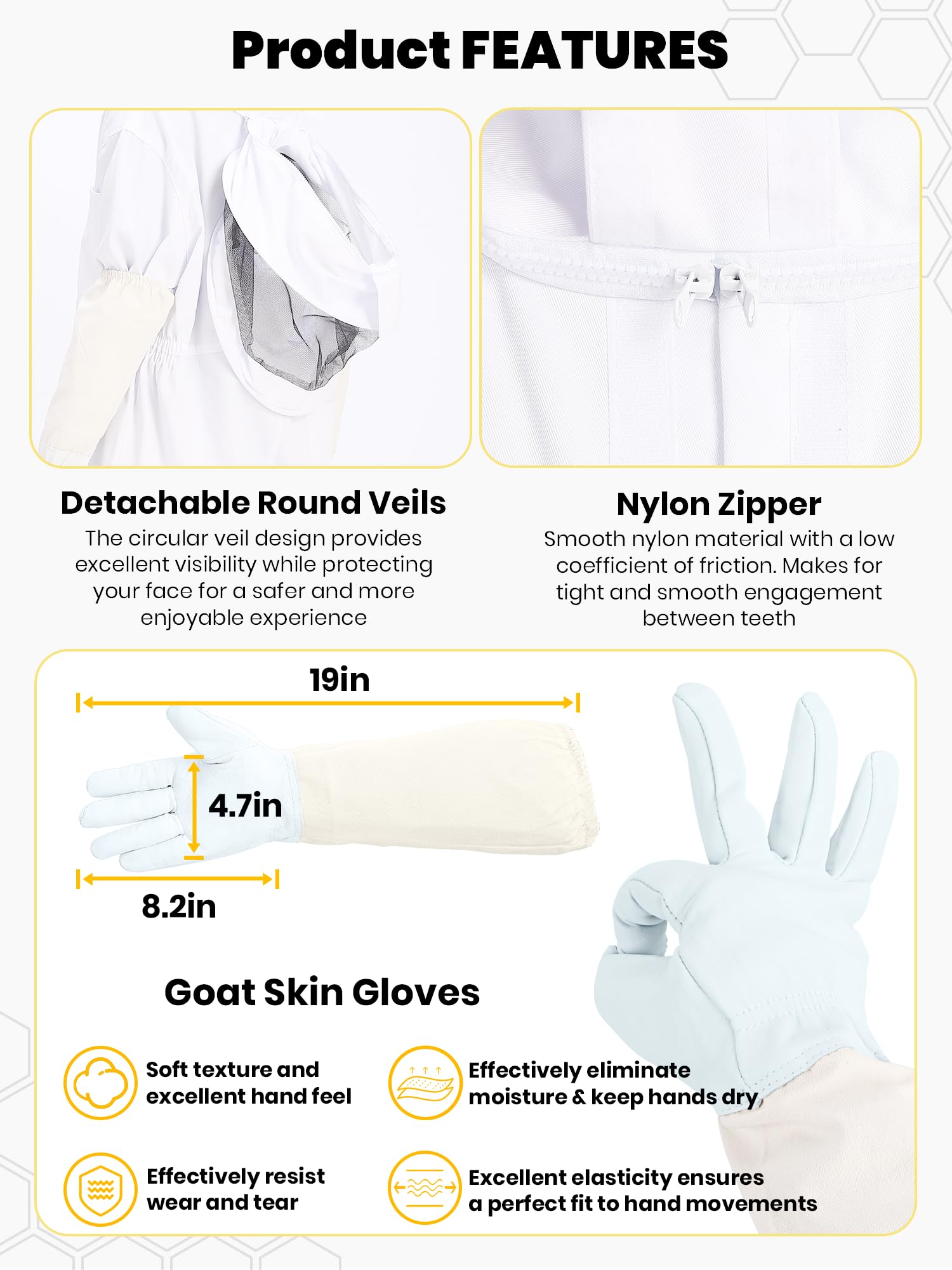 BEEKINGDOM vented fabric texture highlighting breathability during hive work