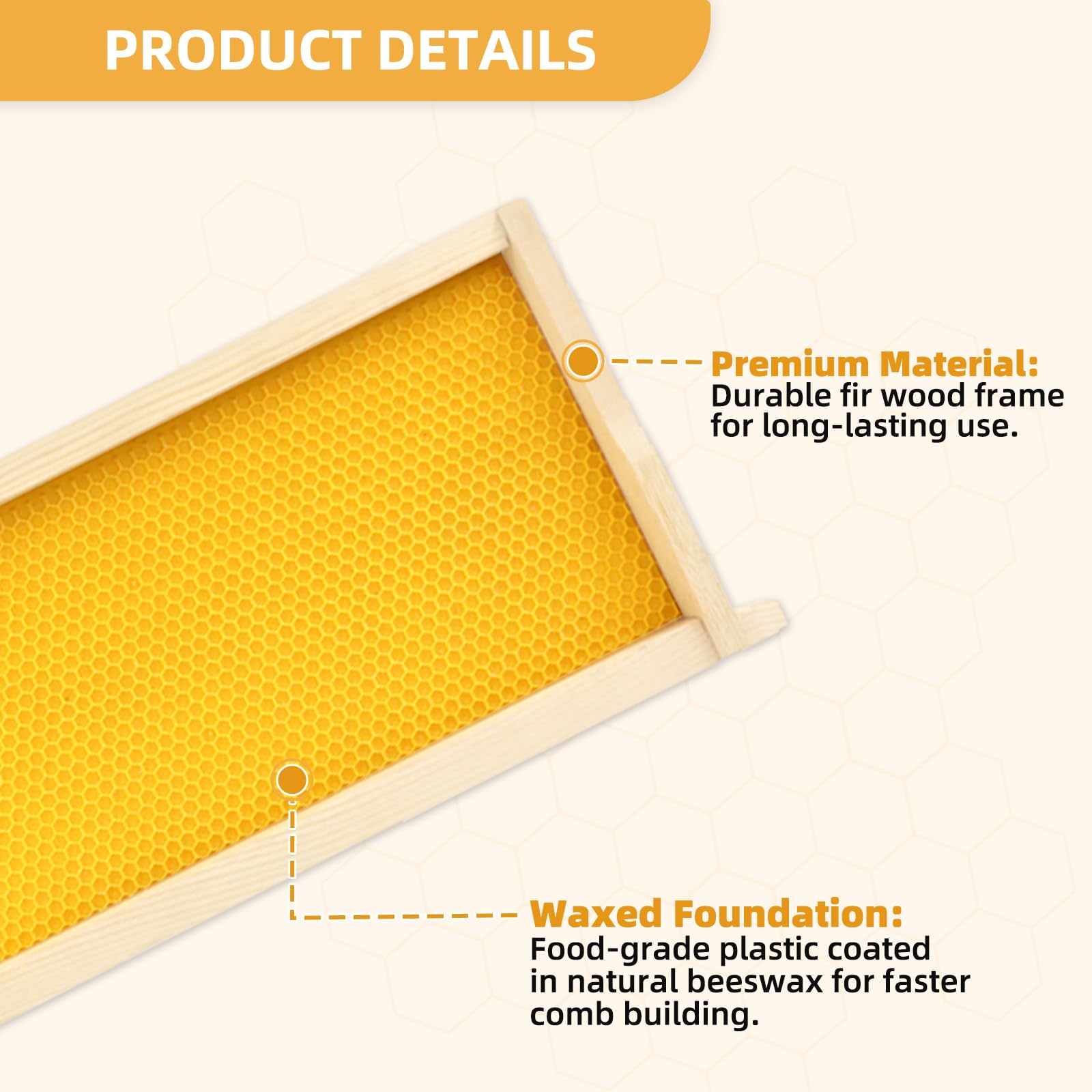 BEEKNOWS close-up of beeswax-coated foundation encouraging quick bee acceptance