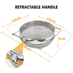 BEEKNOWS strainer placed over a 5-gallon bucket to illustrate size and fit