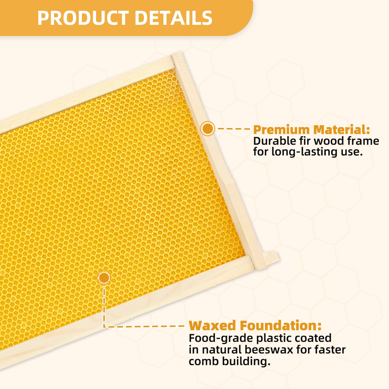 BEEKNOWS close-up of beeswax-coated foundation highlighting bee attraction