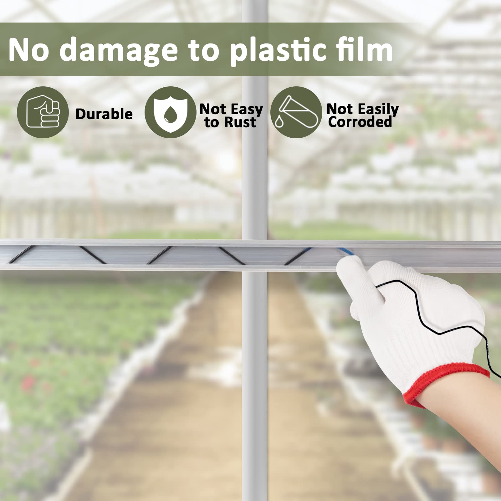 Beeplove lock channels installed securing greenhouse film tightly against wind