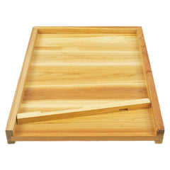 BeeQuestify front view of bottom board showing solid pine base and stability benefit