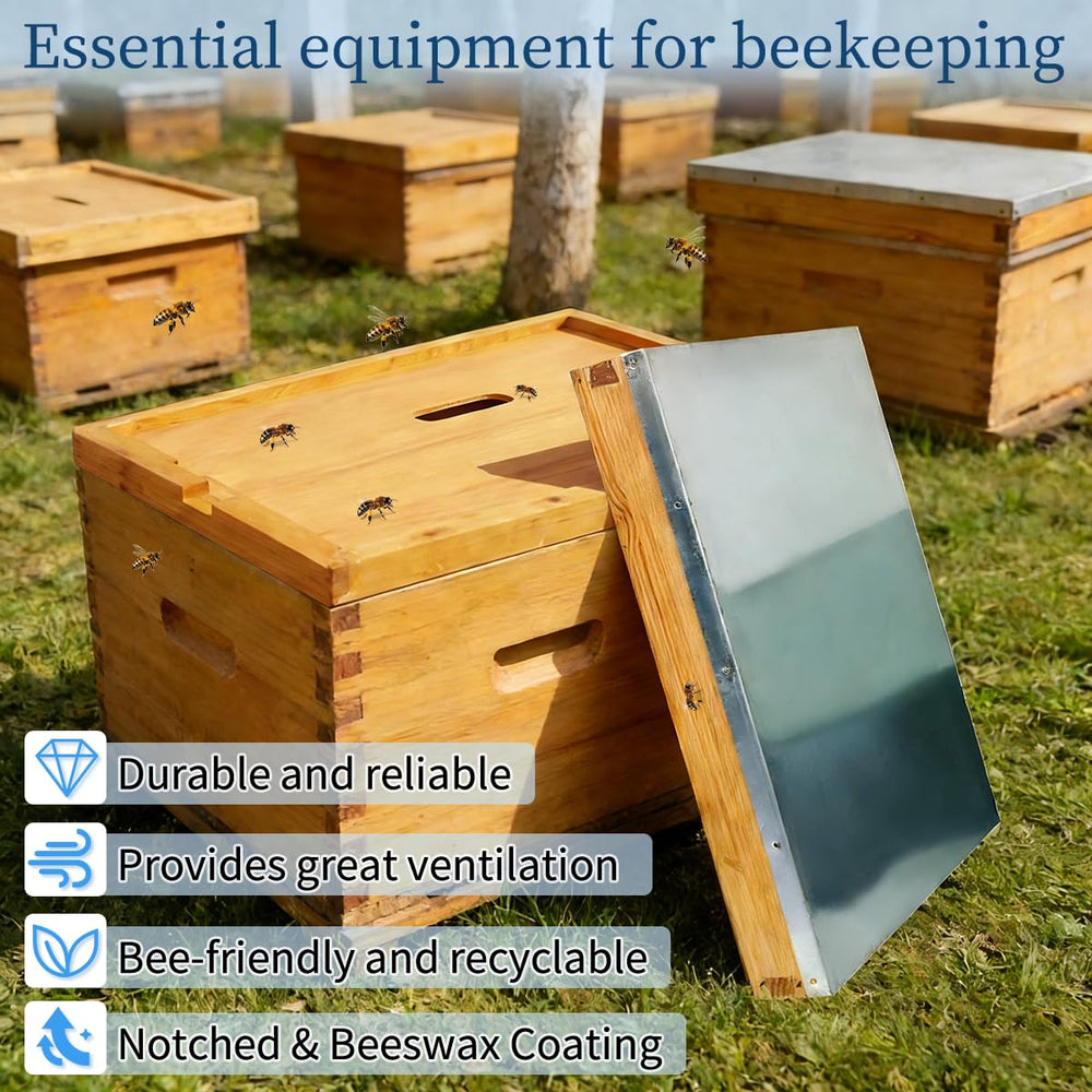 BeeQuestify inner cover beside a 10-frame hive for scale and easy hive compatibility