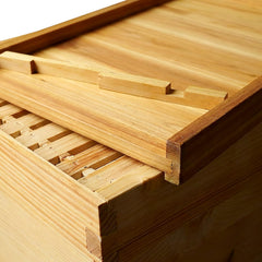 BeeQuestify wood grain closeup showing wax-cooked timber for moisture resistance