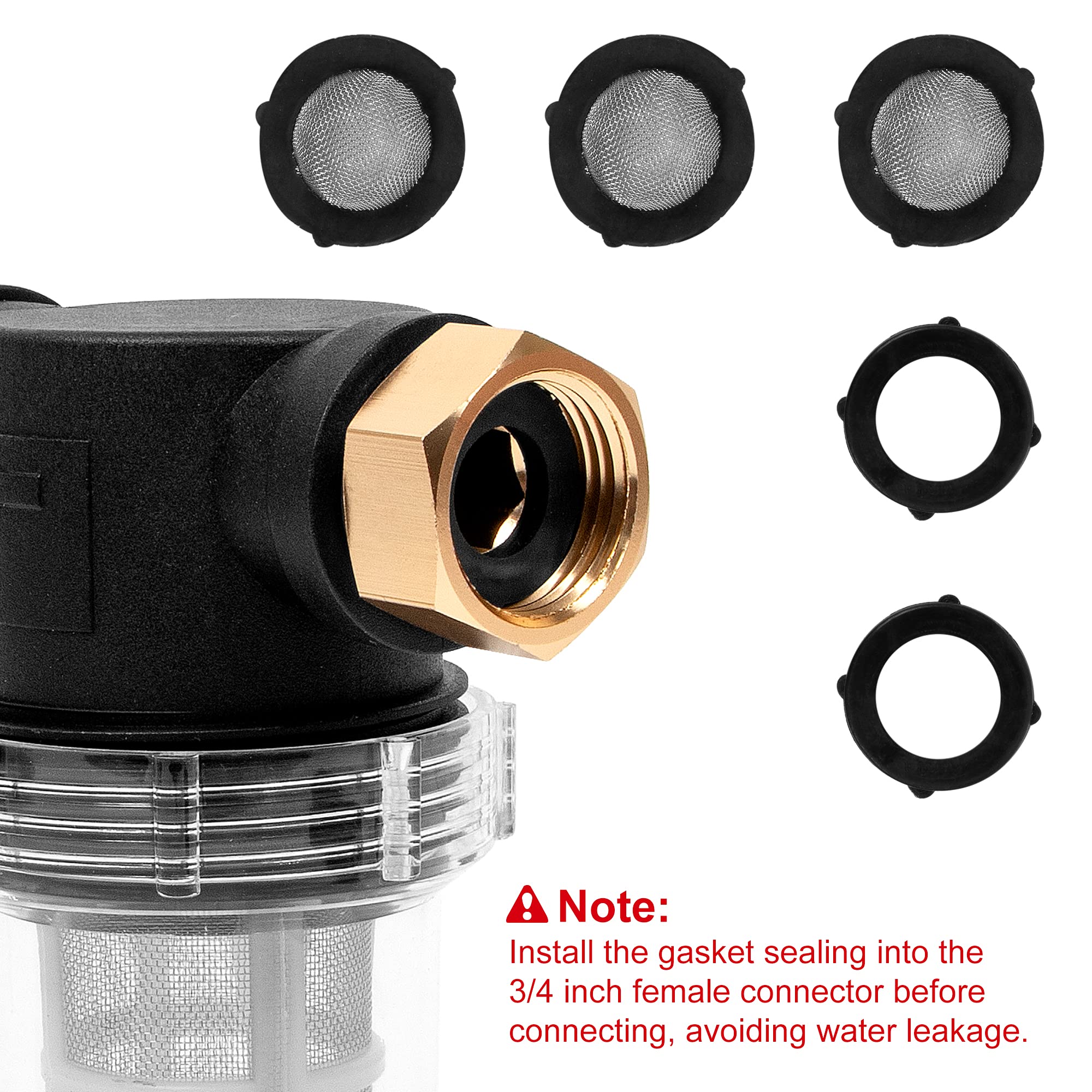 BEETRO kit contents laid out with washers and extra screens, ensures leak-free installation and spares