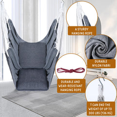 Beeveer hammock chair with cushion detail showing comfortable padded support