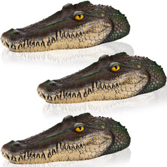Beeveer front view of three floating alligator heads showing realistic look and deterrent effect