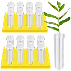 Beeveer front view of rack and sixteen floral tubes showing organized display benefit