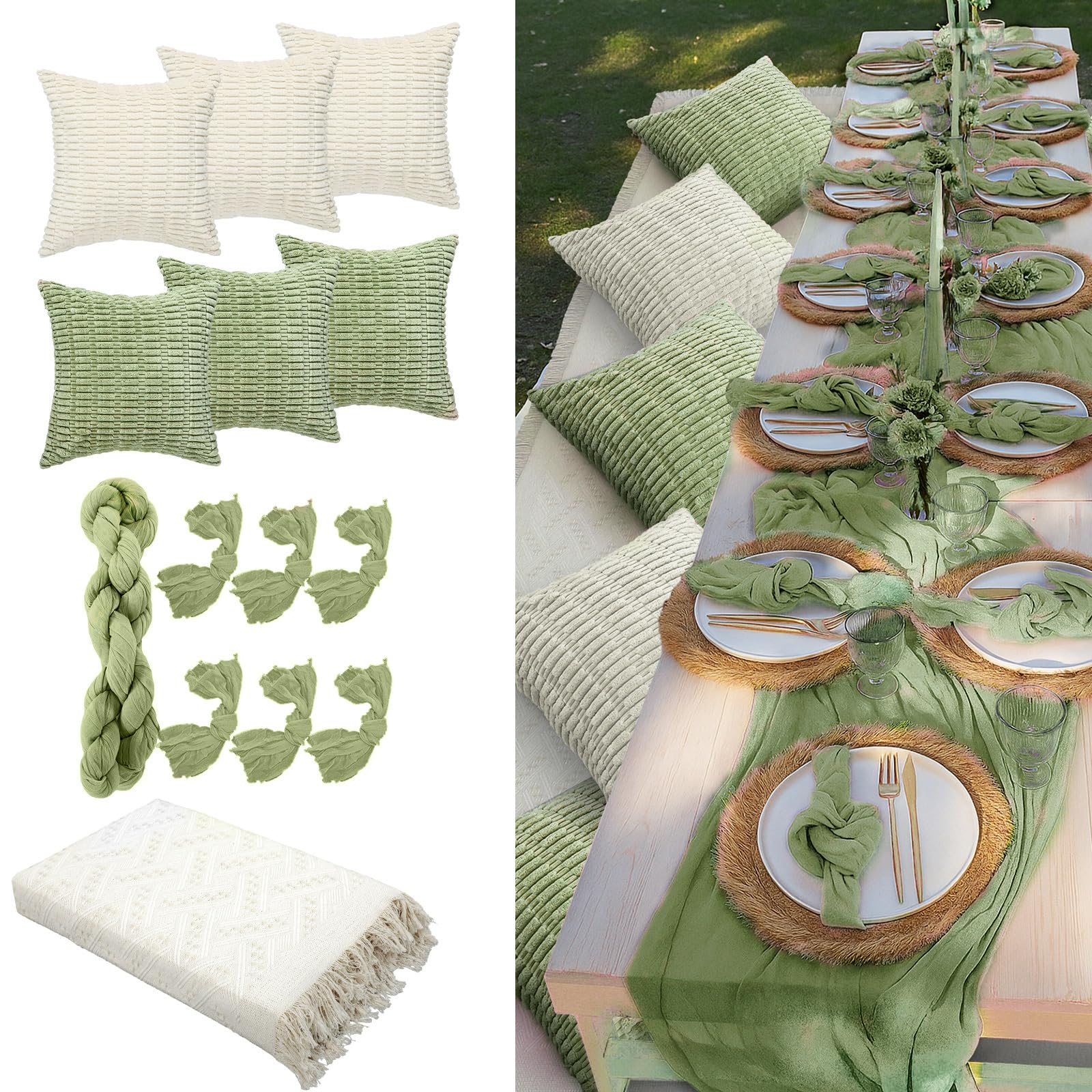 Beeveer front view of full 14-piece picnic kit showing coordinated boho set and convenience