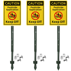 Beeveer front view showing aluminum sign and green stake for clear lawn warning