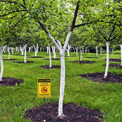 Beeveer sign installed in lawn showing scale and unobtrusive visibility benefit