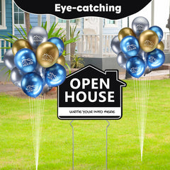 Beeveer metallic balloons and long ribbon displayed to increase curb appeal and visibility