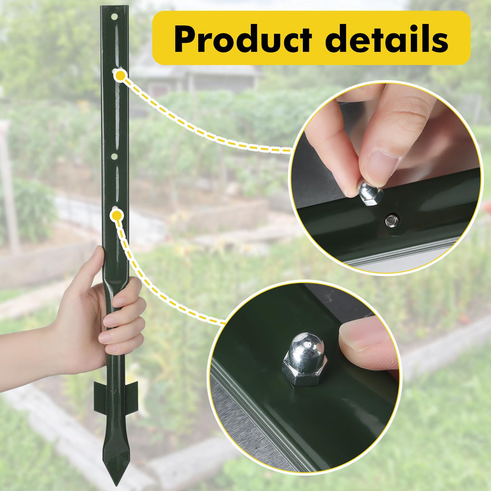 Beeveer tapered stake tip being pushed into soil for tool-free installation benefit