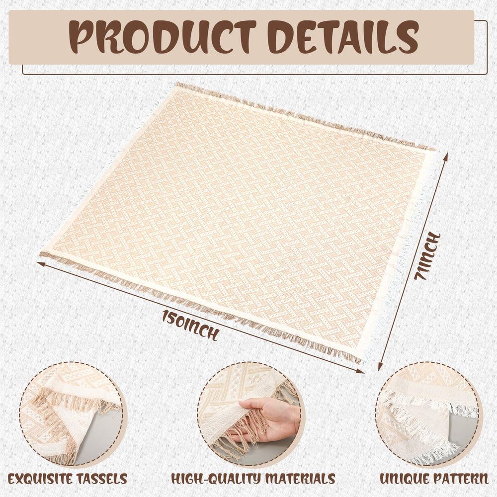 Beeveer beige-white table runner on low table adding rustic protection and style