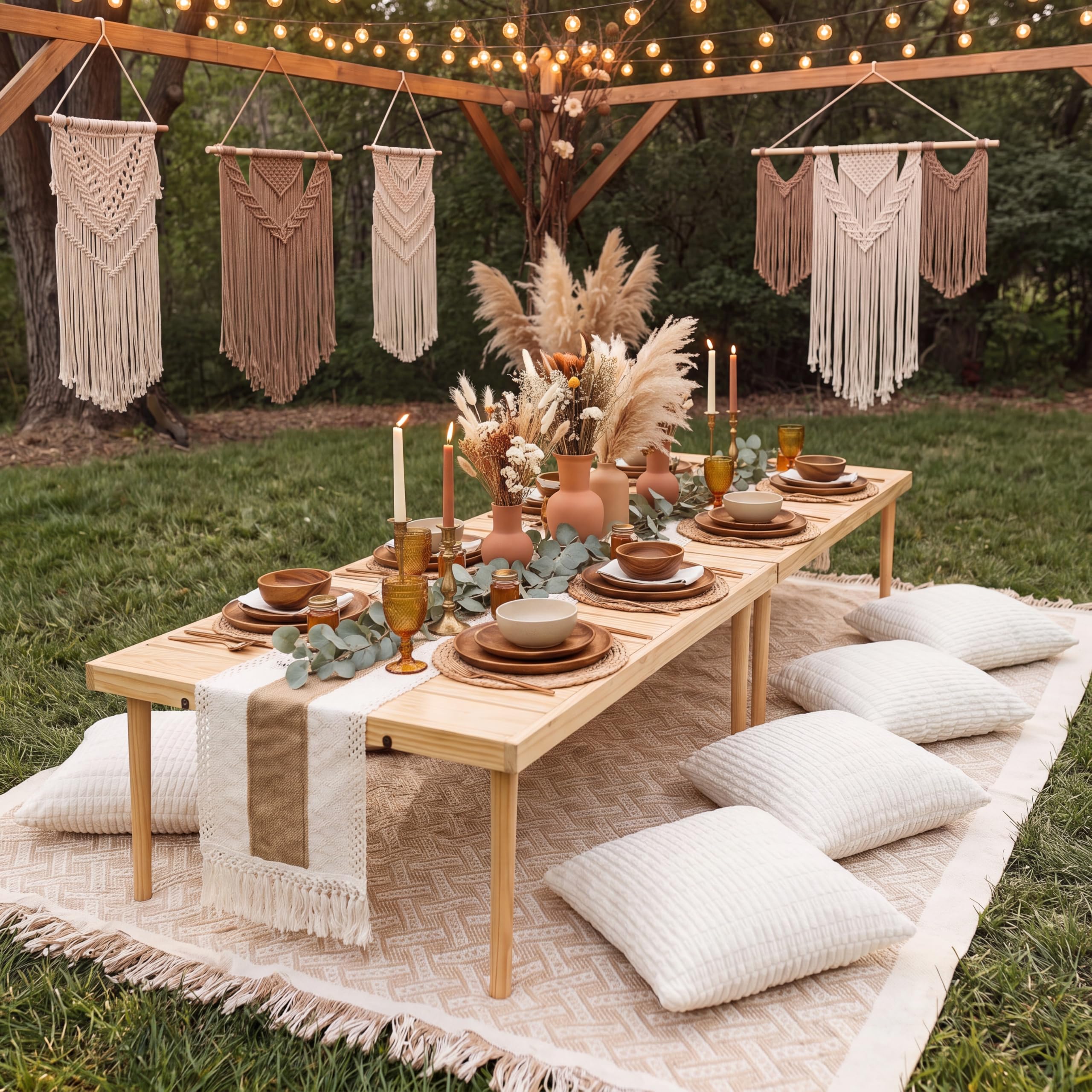 Beeveer wedding table decoration with runner and pillows showing event-ready look