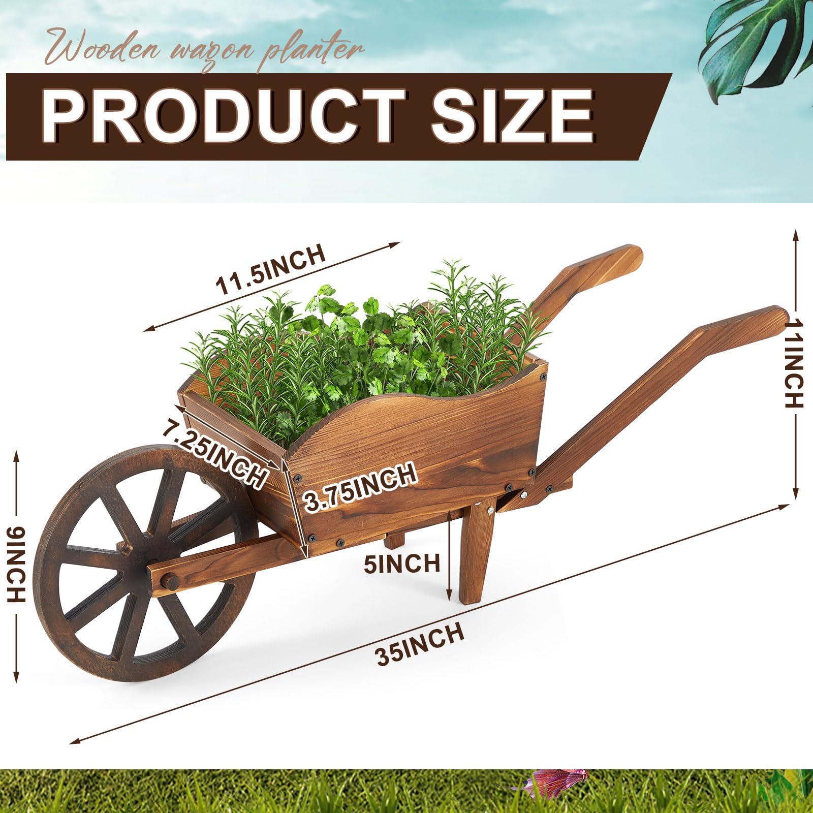 Beeveer side profile of wagon planter displaying elongated planting bed