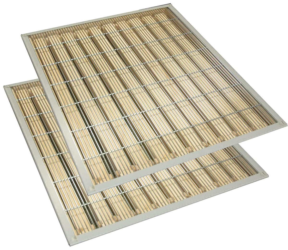 BEEXTM front view of two-pack queen excluders showing durable metal construction and fit