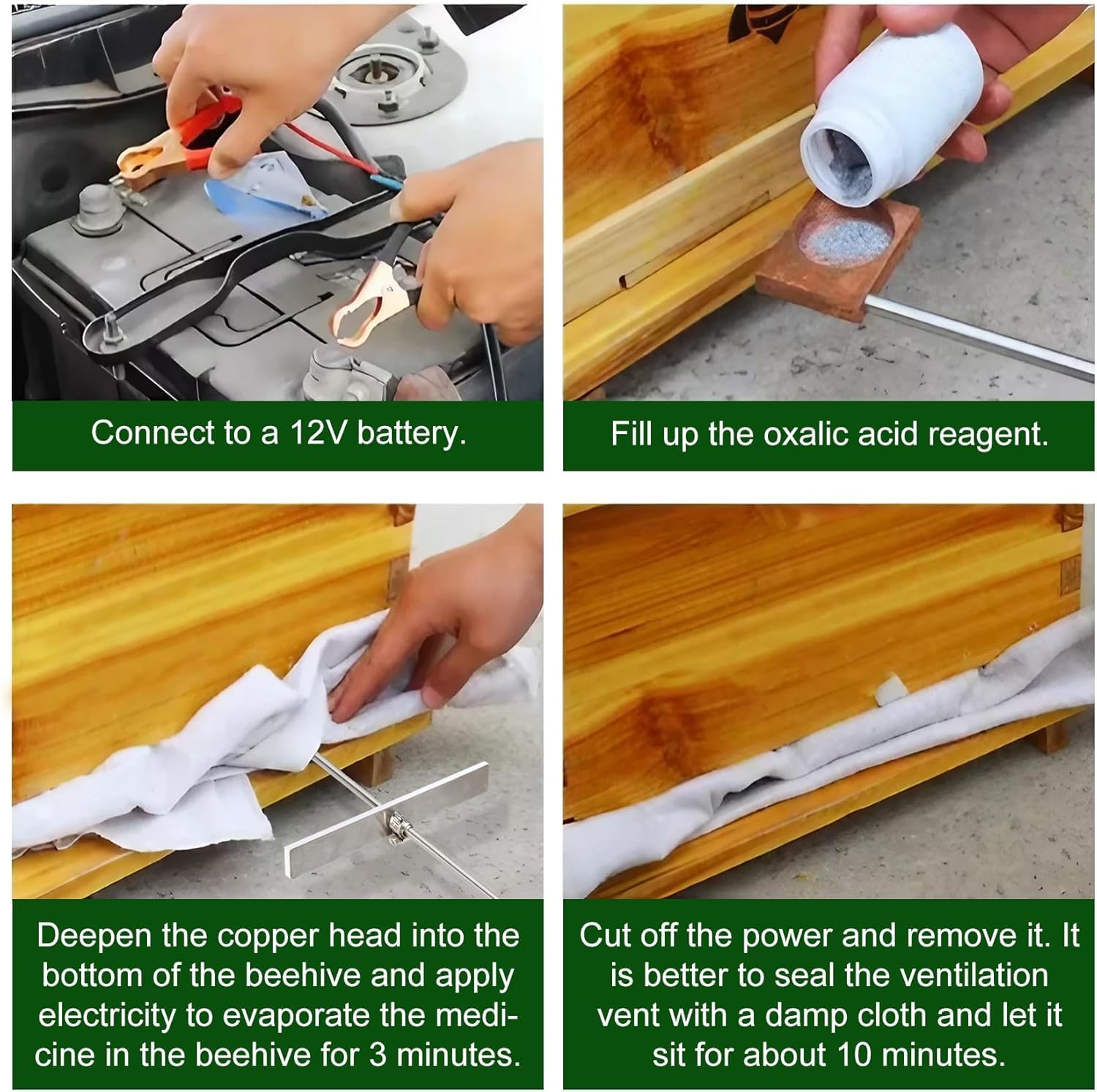 BEEXTM wooden handle detail for comfortable, steady grip during hive treatments